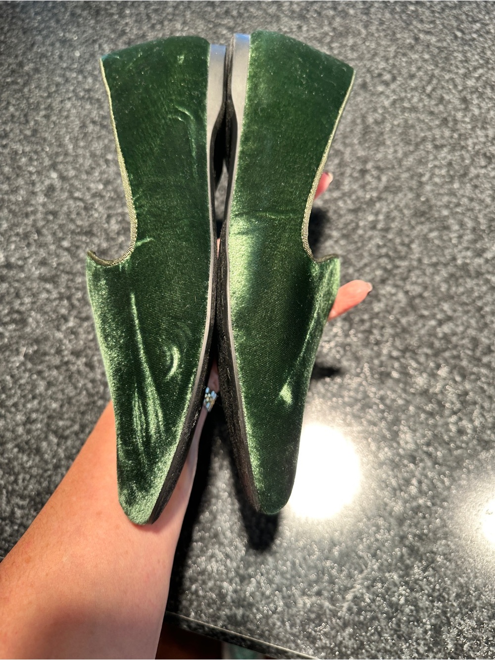 Birdies Hunter Green Heron Velvet Loafers Size 8 - Picture 14 of 15